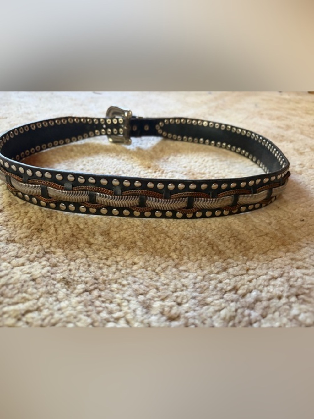 Vintage Leather Belt chain stud detail